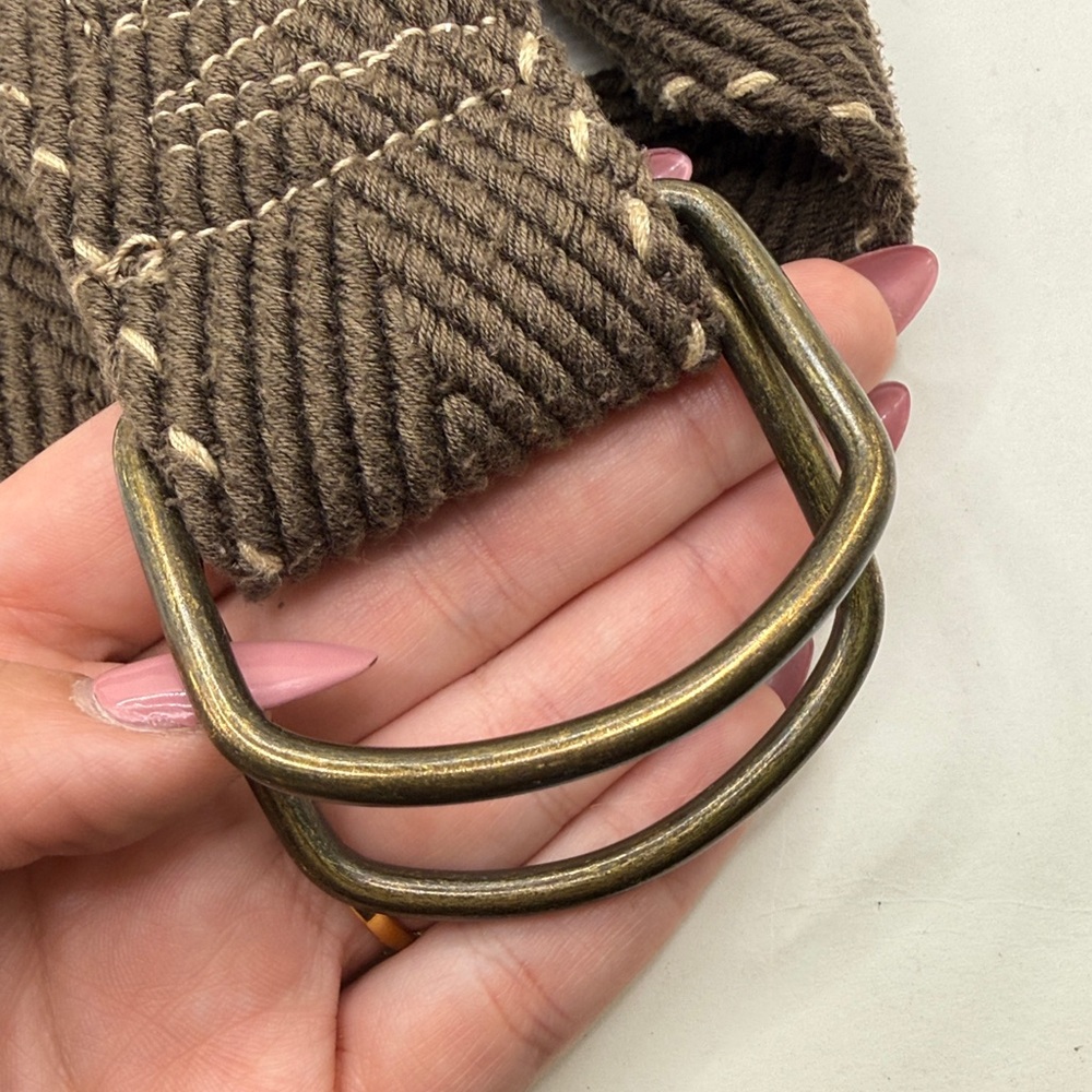 Brown Woven Canvas D Ring Belt Casual Boho Utility Waist Belt - Picture 7 of 9